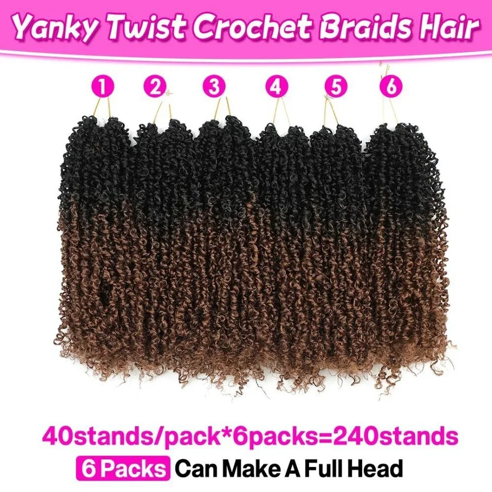 6Pack Yanky Twist Crochet Hair 12 Inch Fluffy Styled for Black Women